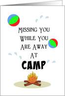 Thinking of You Away at Camp-Camp Fire-Beach Balls-Water Droplets card