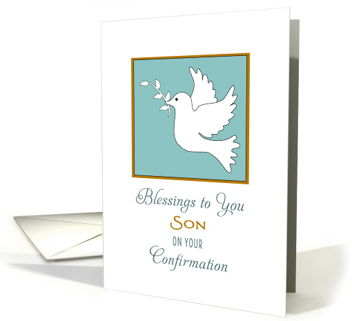 For Son Confirmation Greeting Card with White Dove and Twig card