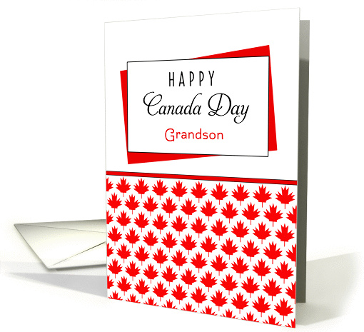 For Grandson Canada Day Greeting Card - Maple Leaf Background card