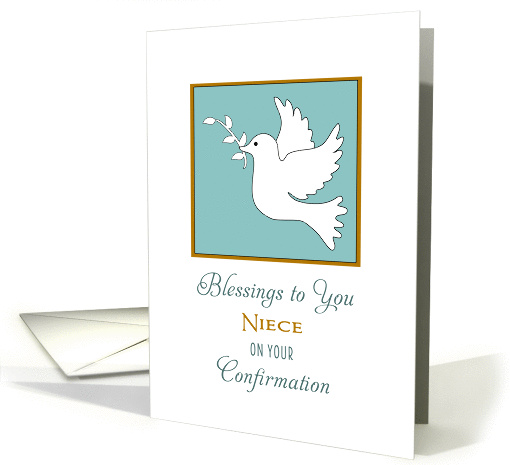 For Niece Confirmation Greeting Card with White Dove and Twig card