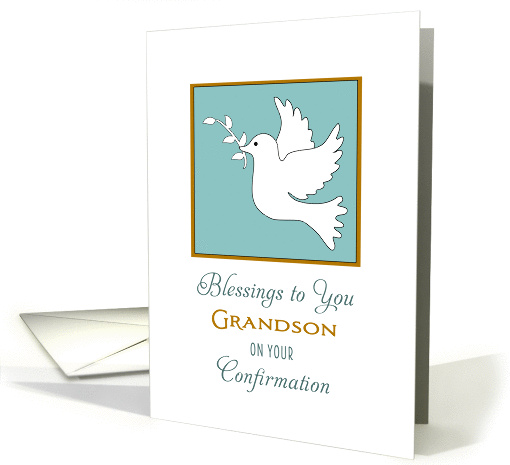 For Grandson Confirmation Greeting Card with White Dove and Twig card