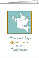 For Grandson Confirmation Greeting Card with White Dove and Twig card