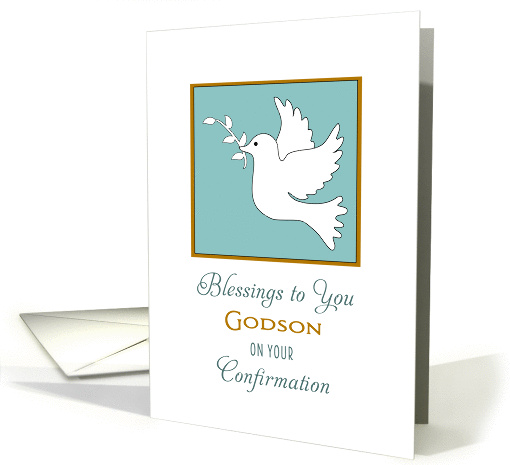 For Godson Confirmation Greeting Card with White Dove and Twig card