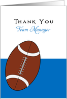 For Football Team Manager Thank You Greeting Card-Football Over Blue card