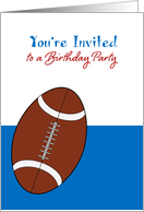 Football Theme Birthday Party Invitation Card-Football Over Blue Desig card