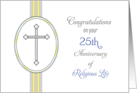 25th Ordination Anniversary Congratulations Card-Religious Life-Cross card