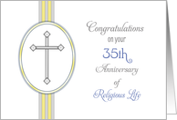 35th Ordination Anniversary Congratulations Card-Religious Life-Cross card