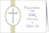 30th Ordination Anniversary Congratulations Card-Religious Life-Cross card