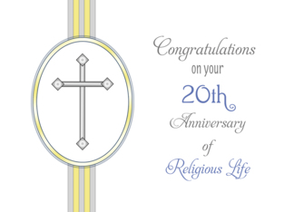 20th Ordination Anniversary Congratulations Card-Religious Life-Cross
