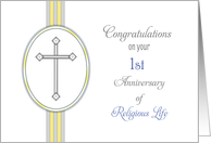 1st Ordination Anniversary Congratulations Card-Religious Life-Cross card