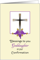For Goddaughter Confirmation Greeting Card-Cross, Grapes & Wheat card