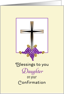 For Daughter Confirmation Greeting Card-Cross, Grapes & Wheat card