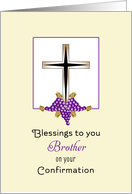 For Brother Confirmation Greeting Card-Cross, Grapes & Wheat card