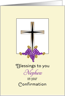 For Nephew Confirmation Greeting Card-Cross, Grapes & Wheat card