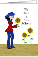 New Address Sunflower Moving Announcement Card with Country Cowgirl card