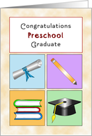 Preschool Graduation Card-Pencil-Diploma-Hat-Books card