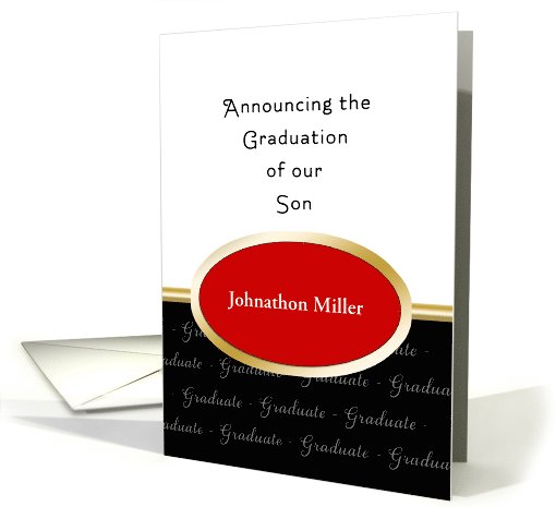 Graduation Announcement Greeting Card for Son-Red Oval... (1101398)