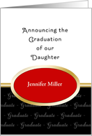 Graduation Announcement Greeting Card for Daughter Oval Custom Text card