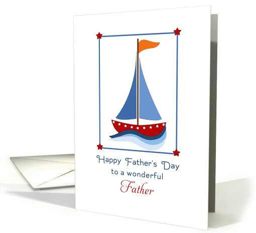 For Dad/Father Father's Day Greeting Card - Blue & Red Sail Boat card