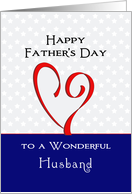 For Husband Father’s Day Greeting Card-Red Heart-Star Background card
