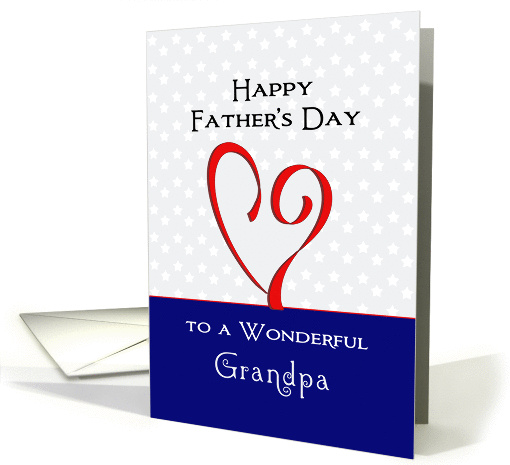 For Grandpa Father's Day Greeting Card-Red Heart-Star Background card