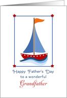 For Grandfather Father’s Day Greeting Card - Blue & Red Sail Boat card