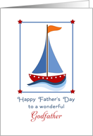 For Godfather Father’s Day Greeting Card - Blue & Red Sail Boat card