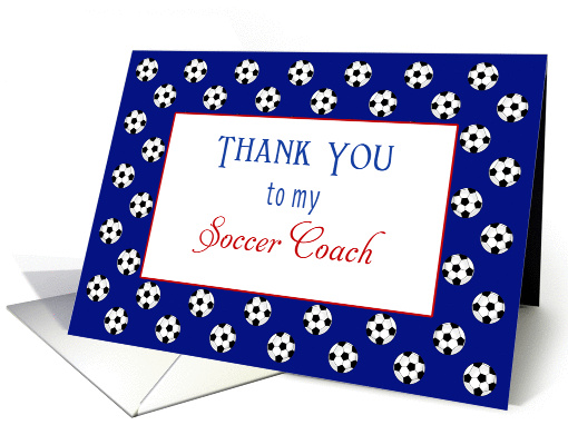 For Soccer Coach Thank You Card-Futbol-Soccer Ball Background card
