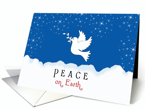 Peace on Earth Christmas Card-White Dove Bird in Snow Scene card