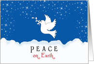 Peace on Earth Christmas Card-White Dove Bird in Snow Scene card