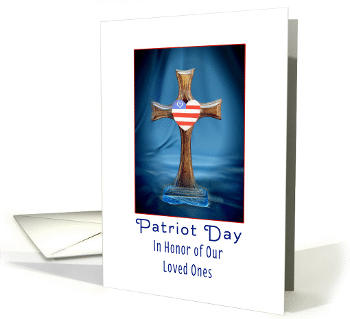 Patriot Day Remembrance Card-Patriotic Heart on Cross-9/11 card