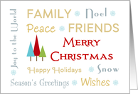 Christmas Word Art Card with Christmas Tree Design card