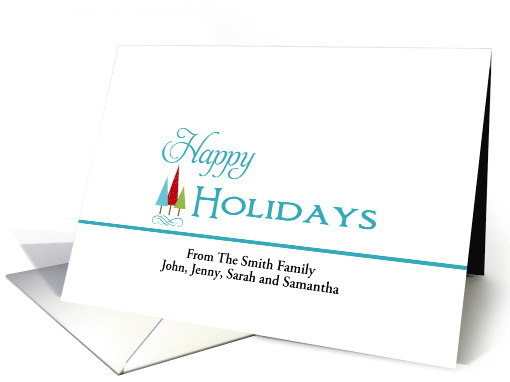 Christmas Card with Christmas Tree Custom Text - Happy Holidays card
