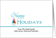 Christmas Card with Christmas Tree Custom Text - Happy Holidays card