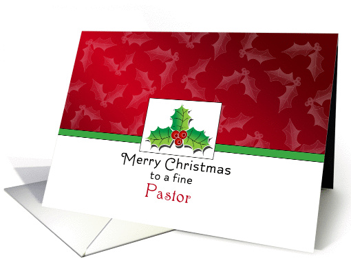 For Pastor Christmas Card-Holly & Berry-Merry Christmas card (1139614)