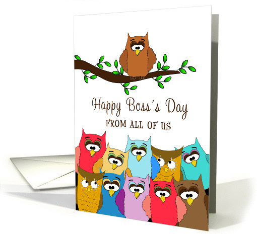 For Boss From All Of Us Boss's Day Card - Group of Owls card (1143062)