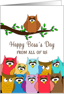 For Boss From All Of Us Boss’s Day Card - Group of Owls card