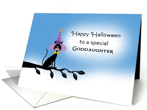 For Goddaughter Halloween Card with Black Cat-Witches... (1146132)