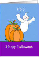 General Halloween Card-Two Pumpkins, Ghost and Boo card