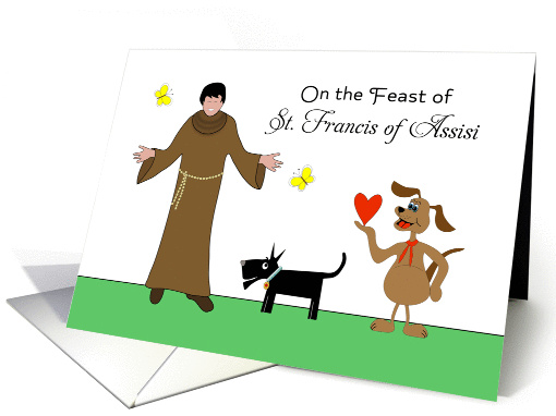 St. Francis of Assisi Feast Day Card-Dogs, Butterflies and Heart card