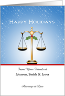 From Law Office-Lawyer Christmas Card-Scales of Justice-Custom Text card