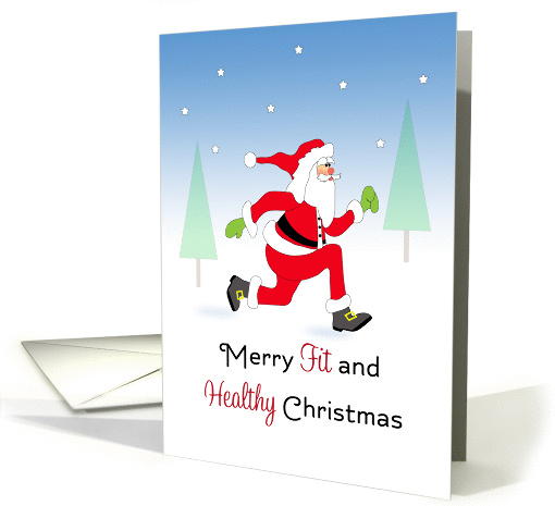 Fitness Christmas Card with Santa Running in Snow Scene card (1156782)