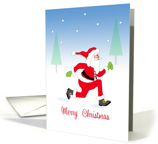 General Christmas Card with Running Santa in Snow Scene card (1156788)