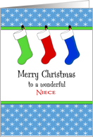 For Niece Christmas Card-Christmas Stockings & Snowflakes card