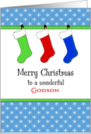 For Godson Christmas Card-Christmas Stockings & Snowflakes card