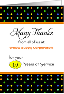 For Employee Anniversary Card-Customizable Text-Dot Background card