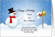 Our New Address Christmas Card-Custom-Snowman-Snow Scene-Mail Box card