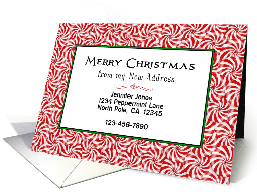 New Address Christmas Card-Peppermint Candy Design-Customizable card