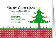 My New Address Christmas Card-Christmas Tree & Lights-Custom Text card