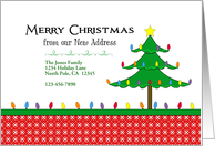 Our New Address Christmas Card-Christmas Tree & Lights-Custom Text card